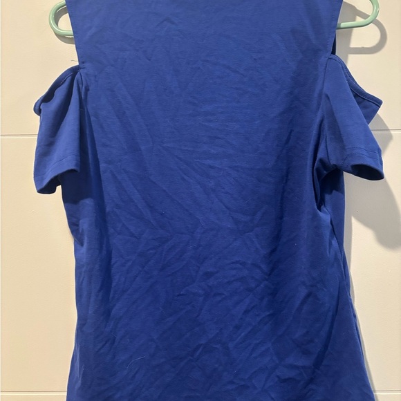 SHEIN Blue Cut Out Blouse with Cold Shoulder Design - Picture 2 of 3